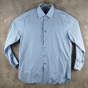 Stefano Ricci 2 Tone Striped Standard Cuff Dress Shirt Mens 17.5 / 44 Italy